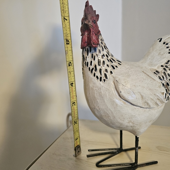Rustic White and Red Rooster Sculpture - Picture 2 of 2